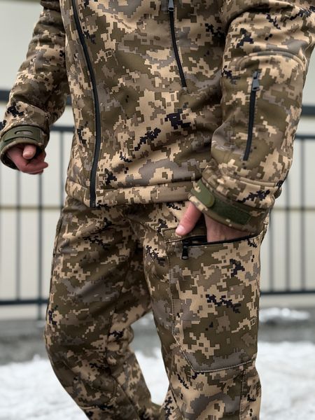 Зимний тактический комплект Softshell (Софтшелл) Omni-Heat куртка и брюки на флисе, мультикам copy_0RYS6 фото