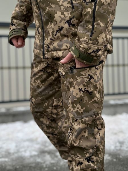 Зимний тактический комплект Softshell (Софтшелл) Omni-Heat куртка и брюки на флисе, мультикам copy_0RYS6 фото