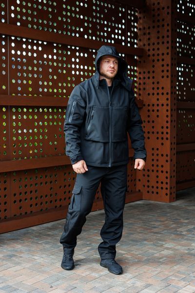 Водоотталкивающий мужской костюм Softshell City на флисе man-52 фото